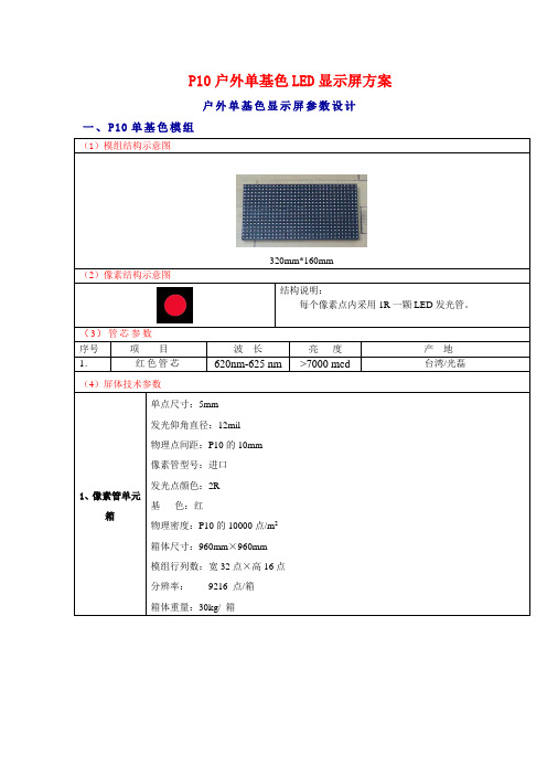 P10显示屏参数