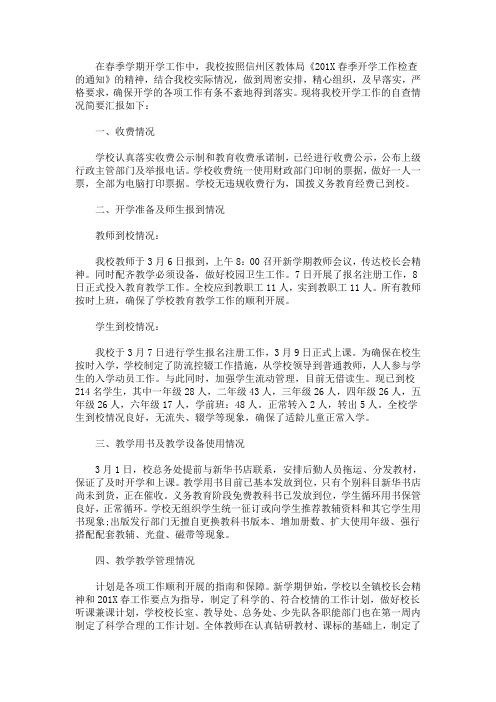 小学2017春季开学工作自查报告(最新)