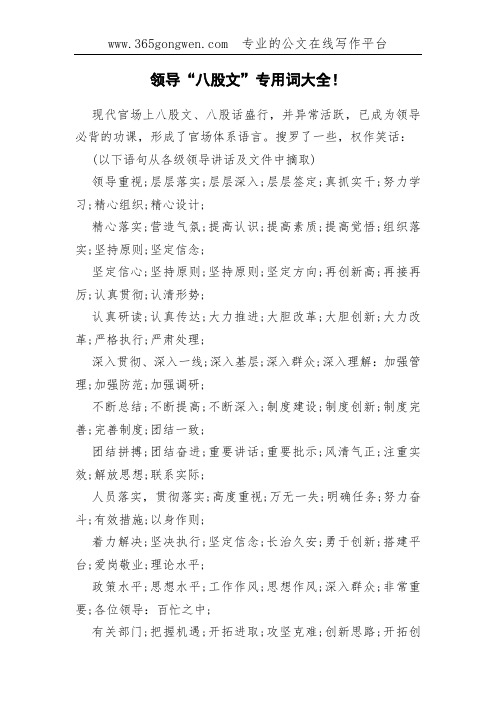 领导“八股文”专用词大全!