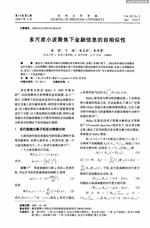多尺度小波聚焦下金融信息的自相似性