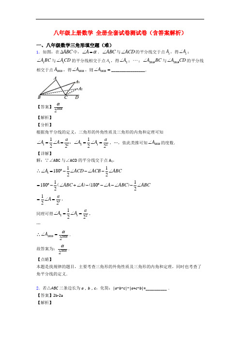 八年级上册数学 全册全套试卷测试卷(含答案解析)