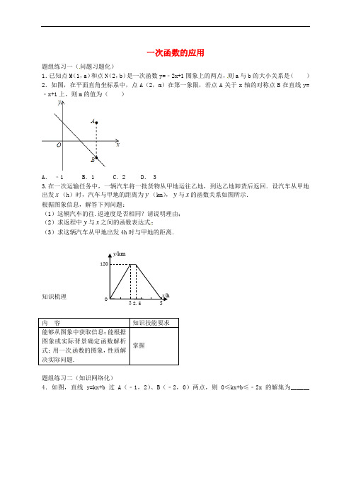 山西省阳泉市2016年中考数学一轮复习 专题13 一次函数的应用