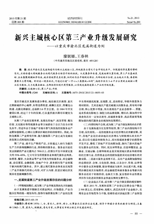 新兴主城核心区第三产业升级发展研究——以重庆市渝北区龙溪街道为例