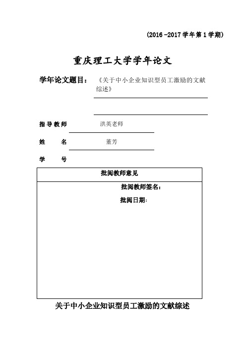知识型员工激励的文献综述