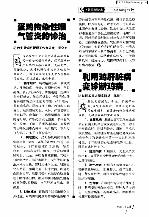 利用鸡肝脏病变诊断鸡病