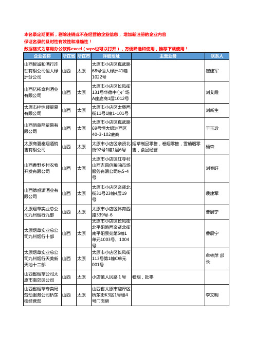 2020新版山西省太原烟草工商企业公司名录名单黄页联系方式大全42家
