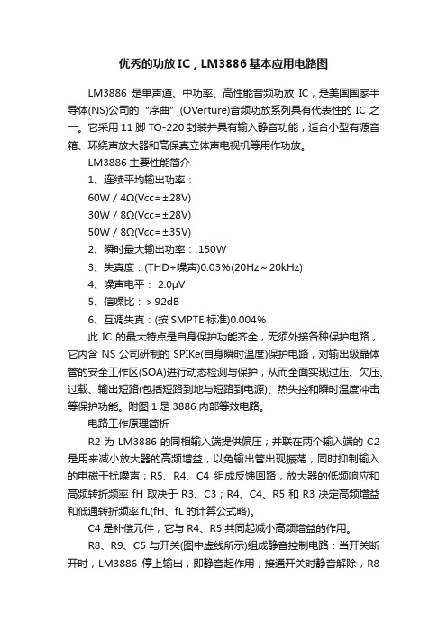 优秀的功放IC，LM3886基本应用电路图