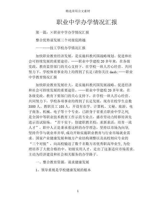 职业中学办学情况汇报