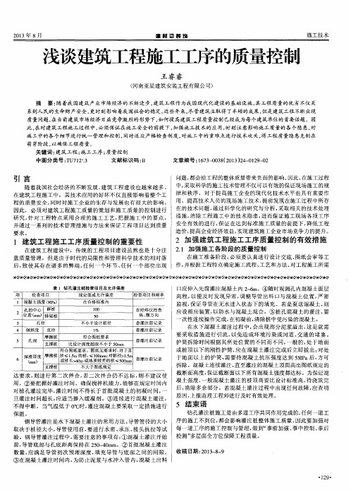 浅谈建筑工程施工工序的质量控制