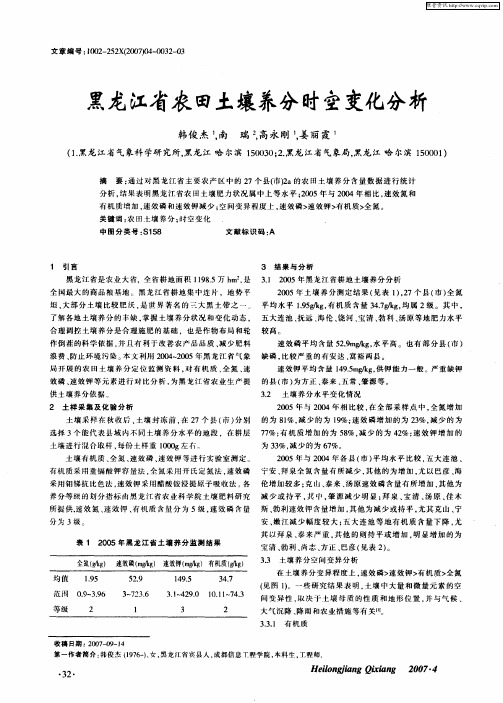 黑龙江省农田土壤养分时空变化分析
