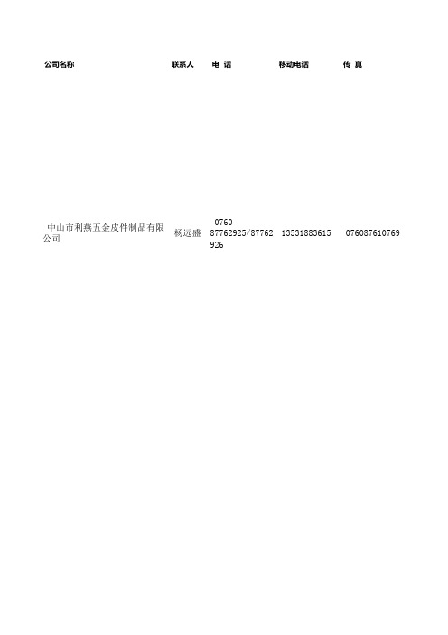 最新中山企业资料