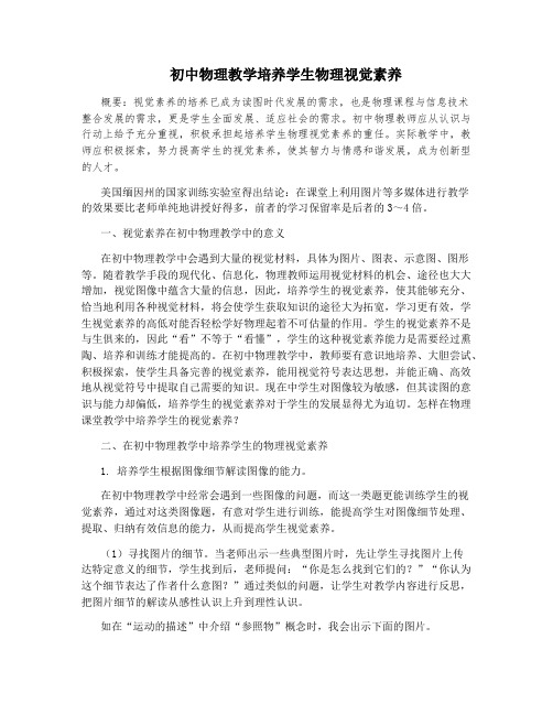 初中物理教学培养学生物理视觉素养