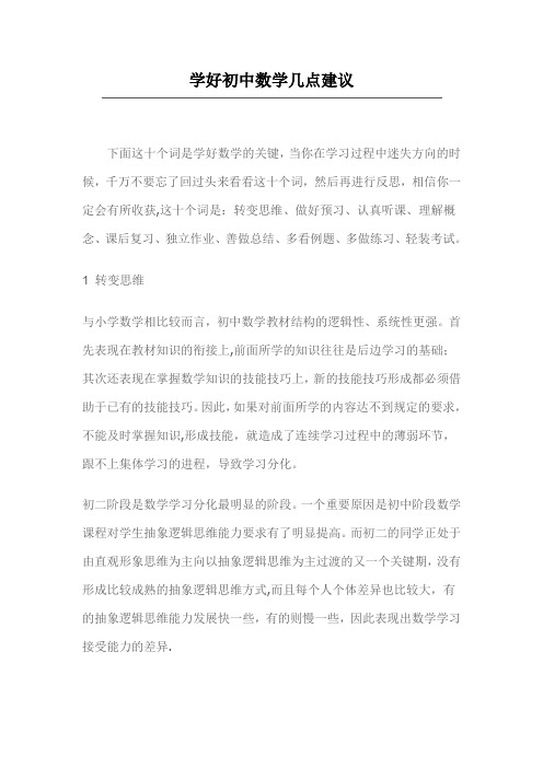 学好初中数学几点建议
