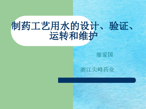 制药工艺用水的设计、验证、运行和维护ppt课件
