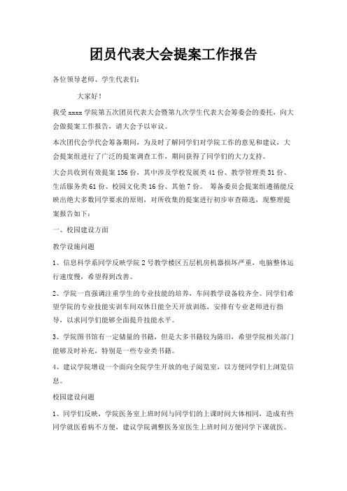 最新-团员代表大会提案工作报告 精品