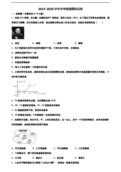 四川省泸州市2020中考物理复习检测试题