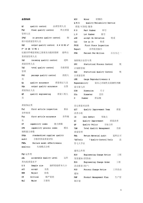 Microsoft Word - 品保英语知识.docx