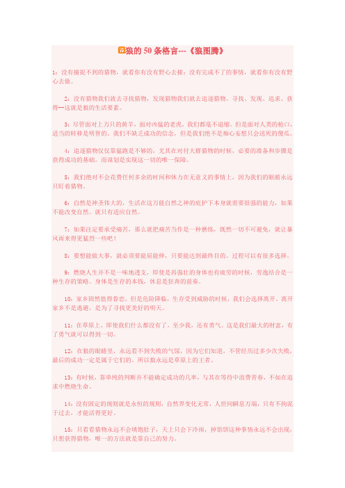狼的50条格言---《狼图腾》