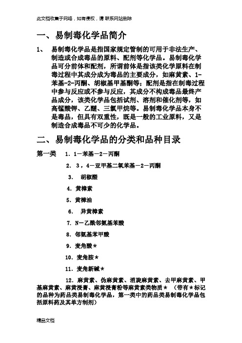 最新整理易制毒培训内容资料