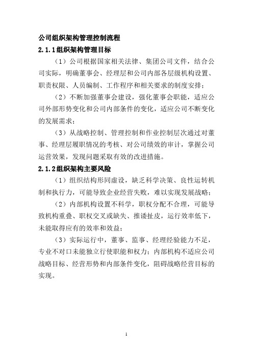 公司组织架构管理控制流程