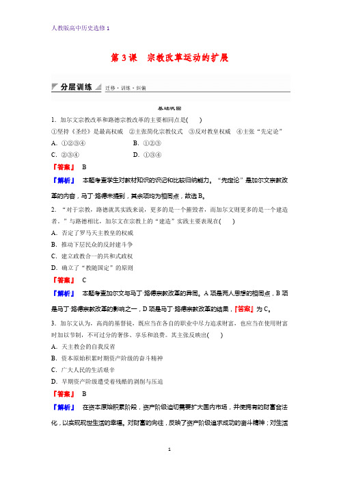 高中历史选修1课时作业4：第3课 宗教改革运动的扩展