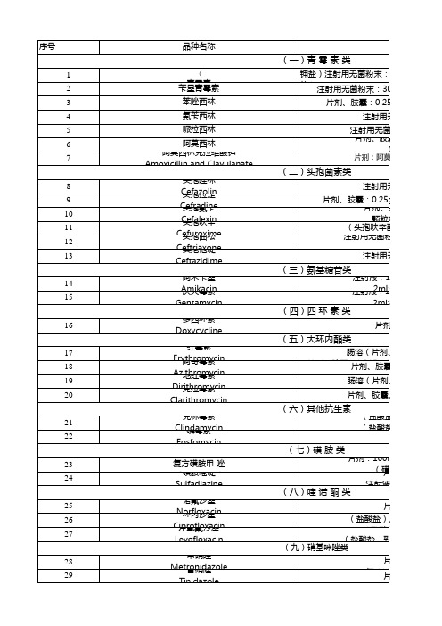 国家基本药物目录(2012年版)