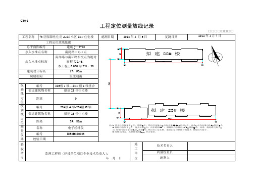 工程定位测量放线记录【范本模板】