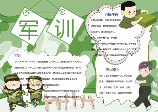 绿色军训训练Word手抄报