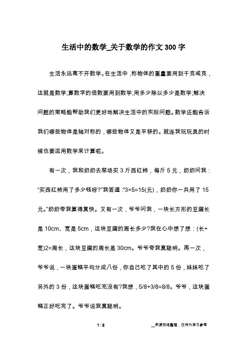 生活中的数学_关于数学的作文300字