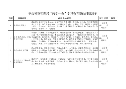 两学一做整改问题清单