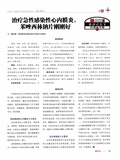 治疗急性感染性心内膜炎,苯唑西林钠片刚刚好