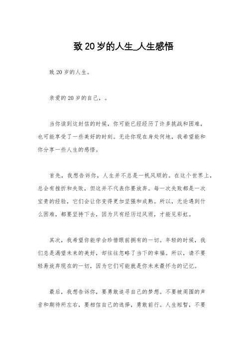 致20岁的人生_人生感悟
