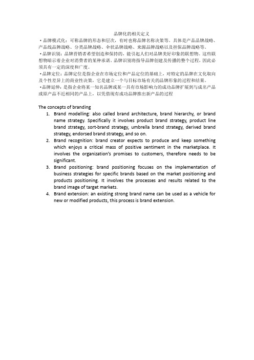 品牌化的相关定义1