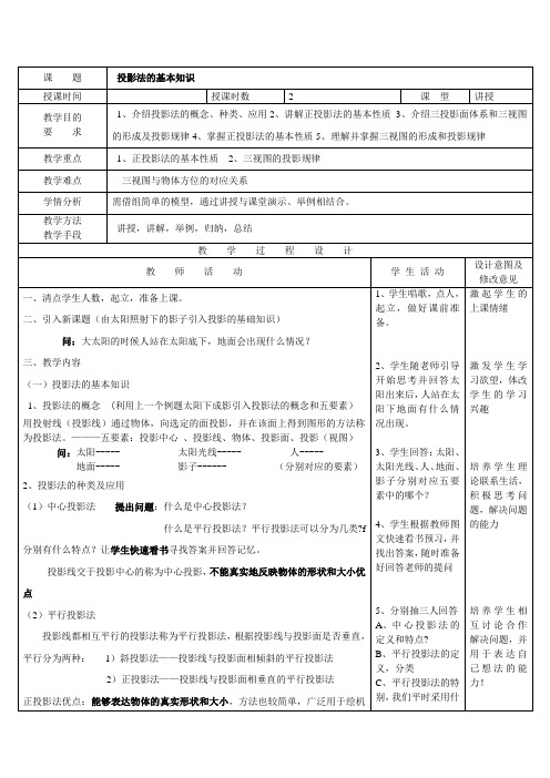 二投影法的概念及三视图的形成