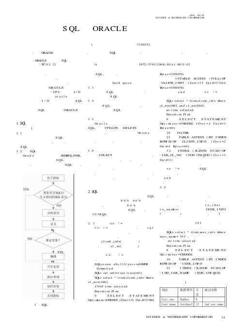 优化SQL对ORACLE数据库性能的提高