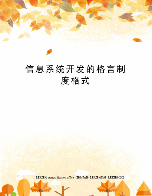 信息系统开发的格言制度格式