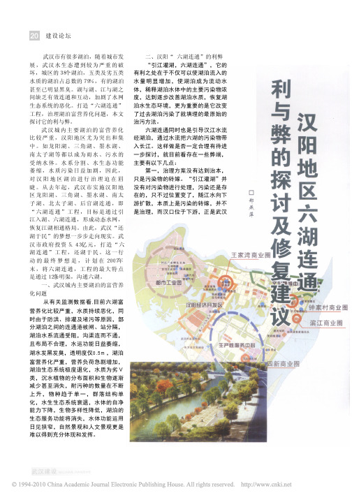 汉阳地区六湖连通利与弊的探讨及修复建议