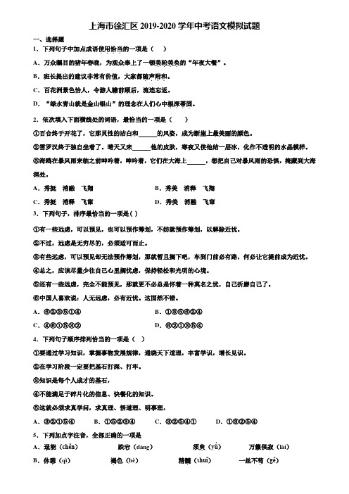 上海市徐汇区2019-2020学年中考语文模拟试题含解析