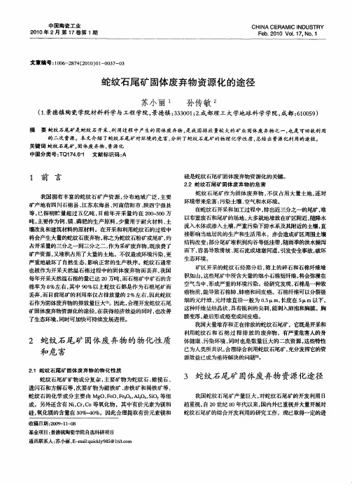 蛇纹石尾矿固体废弃物资源化的途径