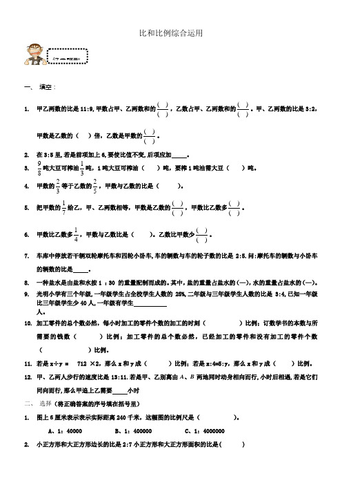 六年级下册比和比例综合经典练习题