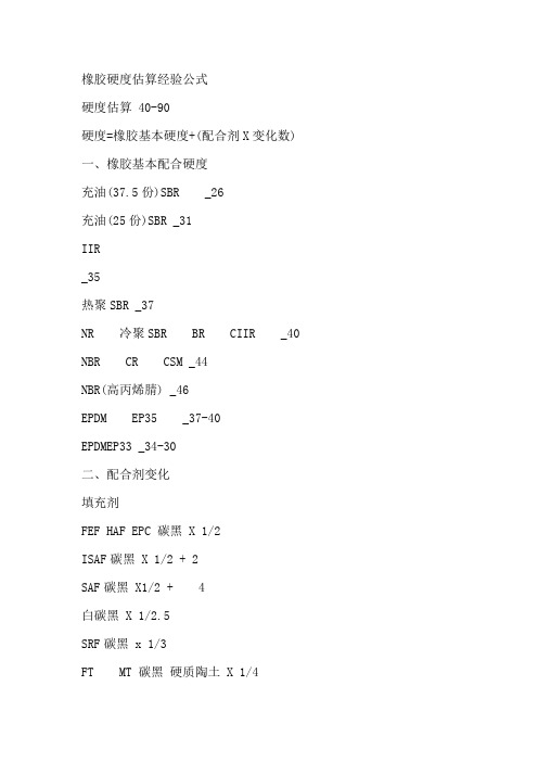橡胶硬度估算经验公式