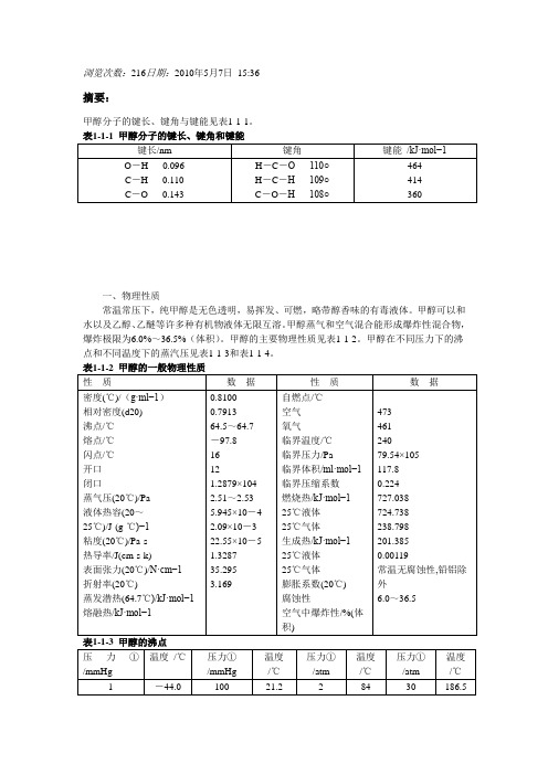 甲醇性质