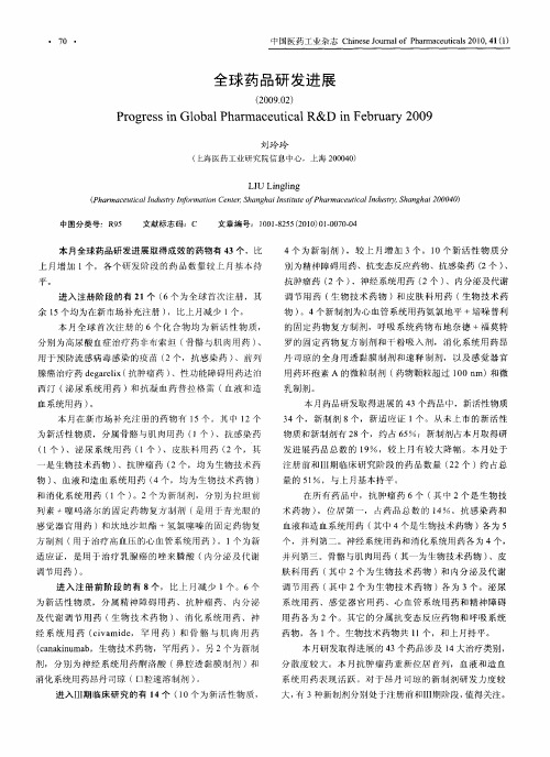 全球药品研发进展(2009.02)