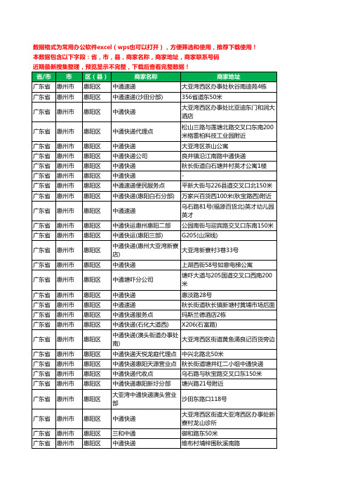 2020新版广东省惠州市惠阳区中通快递工商企业公司商家名录名单联系电话号码地址大全37家