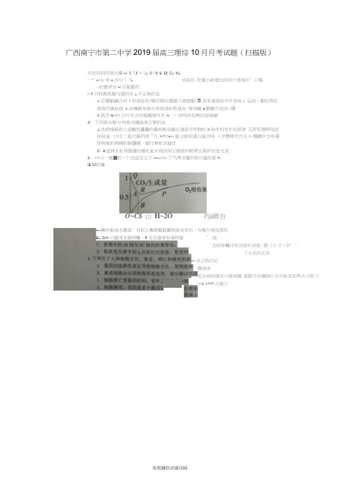 广西南宁市第二中学2019届高三理综10月月考试题(扫描版)(20210210090132)