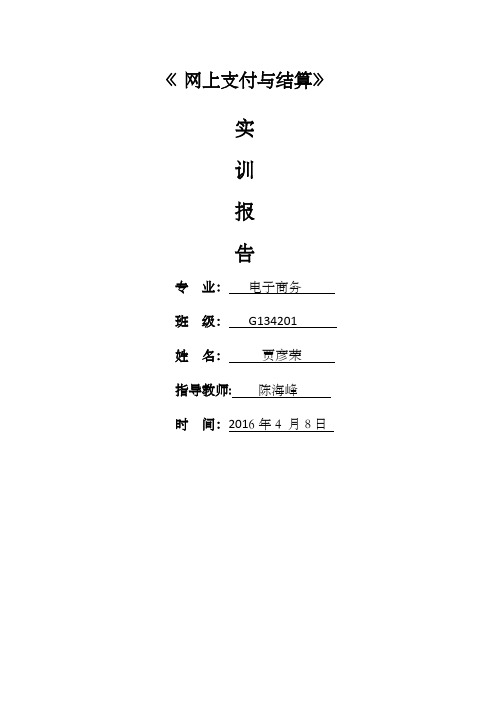 网上支付与结算实训报告