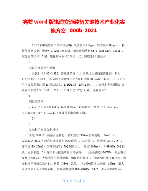 完整word版轨道交通装备关键技术产业化实施方案000b2021