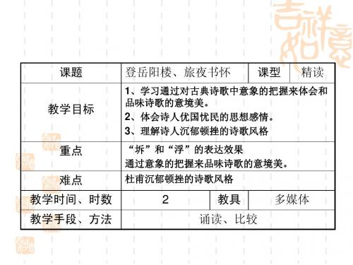 2.4旅夜书怀、登岳阳楼