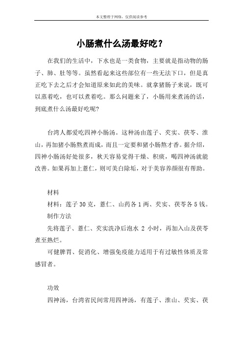 小肠煮什么汤最好吃？