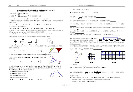 九年级下星期天作业11.5.21